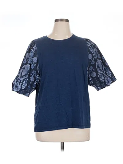 Pre-owned Chico's Short Sleeve Top Blue Crew Neck Tops