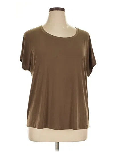 Pre-owned Chico's Short Sleeve Top Brown Scoop Neck Tops