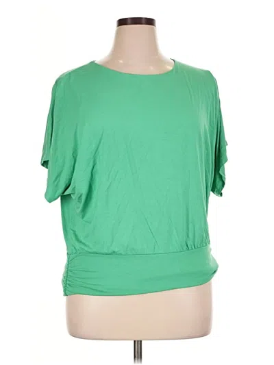 Pre-owned Chico's Short Sleeve Top Green Cold Shoulder Neckline Tops