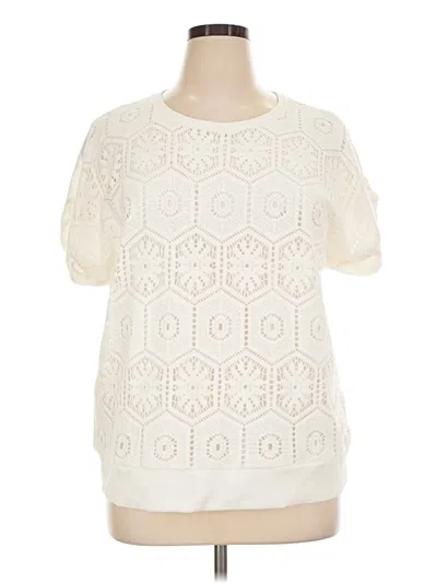 Pre-owned Chico's Short Sleeve Top Ivory Crew Neck Tops