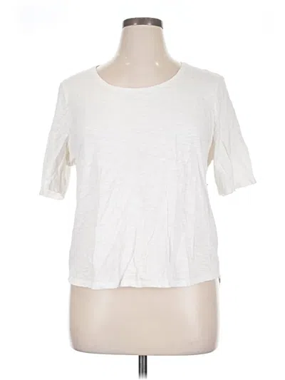 Pre-owned Chico's Short Sleeve Top Ivory Crew Neck Tops In White