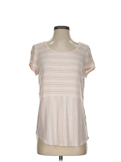 Pre-owned Chico's Short Sleeve Top Ivory Scoop Neck Tops
