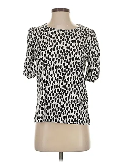 Pre-owned Chico's Short Sleeve Top Ivory Square Neckline Tops