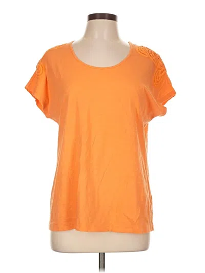 Pre-owned Chico's Short Sleeve Top Orange Scoop Neck Tops