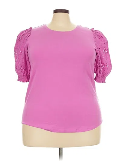 Pre-owned Chico's Short Sleeve Top Pink Sweetheart Neckline Tops