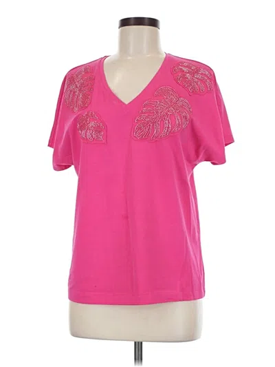 Pre-owned Chico's Short Sleeve Top Pink V-neck Tops