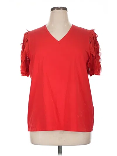 Pre-owned Chico's Short Sleeve Top Red V-neck Tops