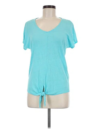 Pre-owned Chico's Short Sleeve Top Teal Keyhole Neckline Tops