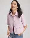 Chico's Short-sleeved Tweed Jacket In Purple Size Xl |  In Lilac