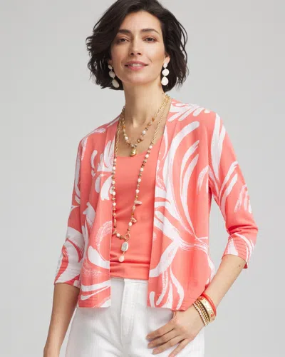 Chico's Short Summer Romance Cardigan Sweater In Melon Mambo Size 20/22 |