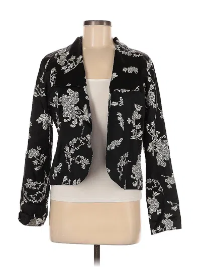 Pre-owned Chico's Silk Blazer Jacket In Black