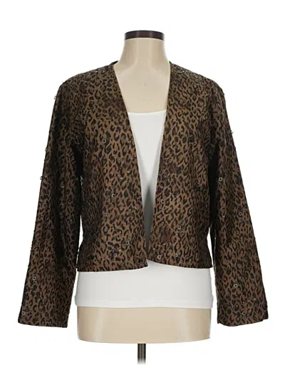 Pre-owned Chico's Silk Blazer Jacket In Brown
