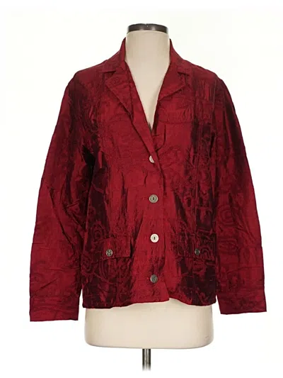 Pre-owned Chico's Silk Blazer Jacket In Red