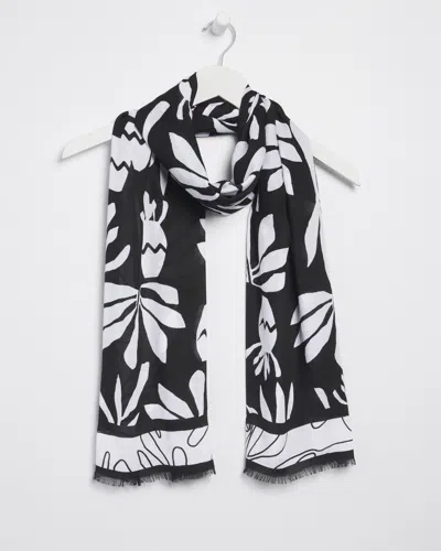 Chico's Silk Blend Oblong Scarf In Black |