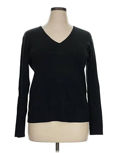 Pre-owned Chico's Silk Pullover Sweater In Black