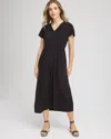 Chico's Silk-twill Popover Midi Dress In Black In Black