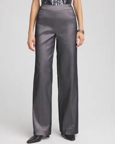 Chico's Petite Silver Brigitte Relaxed Straight Leg Pants In Gray Size 16p/18p |