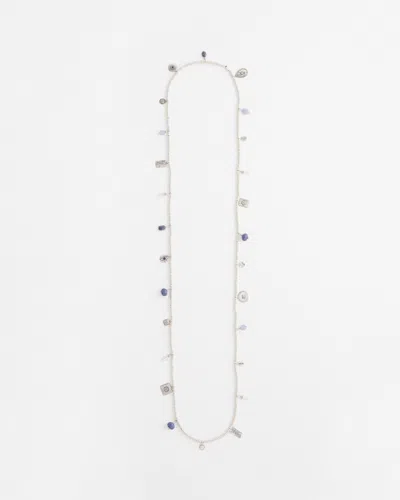 Chico's Silver-tone & Blue Stone Long Necklace |