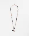 Chico's Silver Tone Beaded Charm Necklace |  In Black/pink