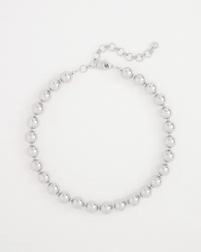 Chico's Silver Tone Beaded Collar Necklace |