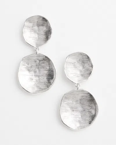 Chico's Silver Tone Disc Drop Earrings |