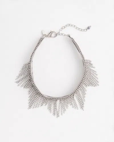 Chico's Silver Tone Fringe Collar Necklace |