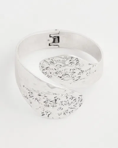 Chico's Silver Tone Leaf Cuff Hinge Bracelet |