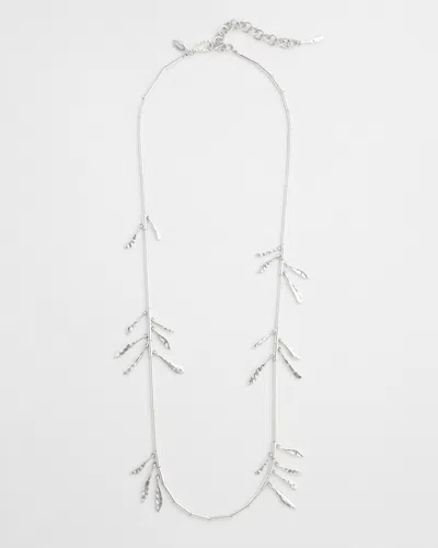 Chico's Silver Tone Leaf Necklace |  In Metallic