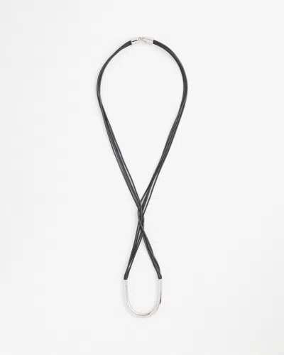 Chico's Silver Tone Multi Strand Cord Necklace |  In Black/silver