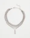 Chico's Silver Tone Pave Multistrand Necklace |  In Silver