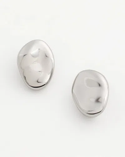 Chico's Silver-tone Pebble Clip-on Stud Earrings In Metallic