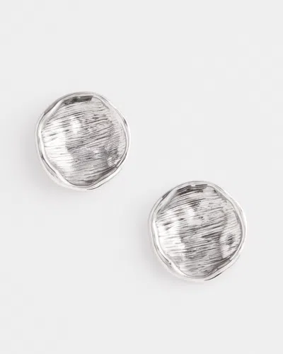 Chico's Silver Tone Round Disc Stud Earrings |