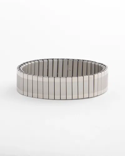 Chico's Silver Tone Stretch Watchband Bracelet In Metallic
