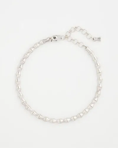 Chico's Silvertone Bamboo Collar Necklace In Metallic