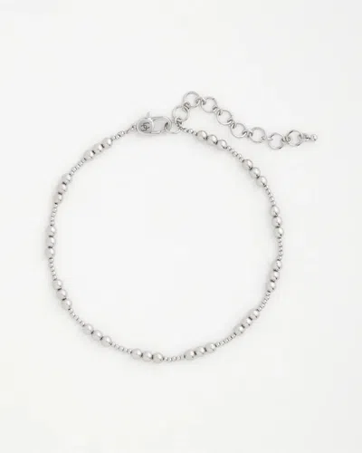 Chico's Silvertone Beaded Necklace In Metallic