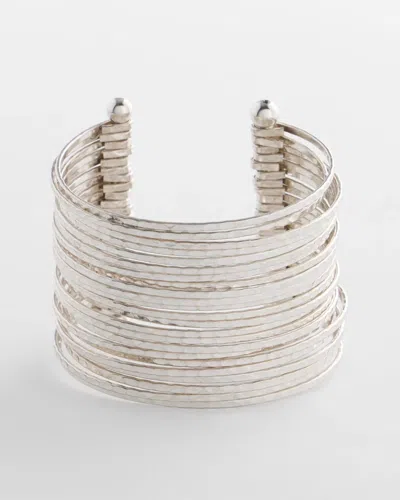 Chico's Silvertone Bracelet Stack Cuff In Metallic