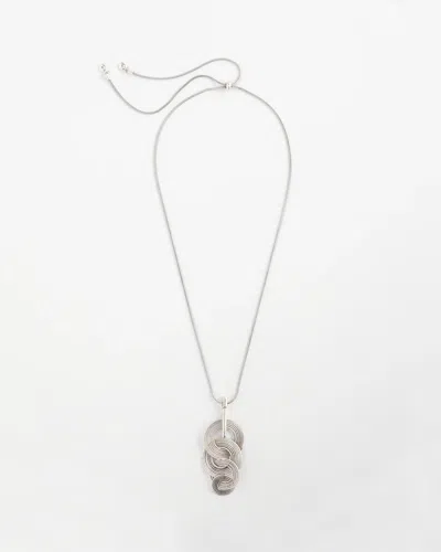Chico's Silvertone Concentric Circles Pendant Necklace In Metallic