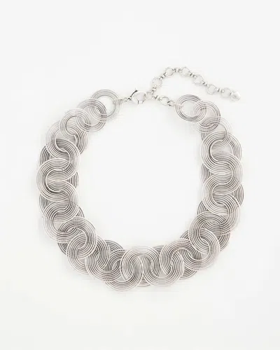 Chico's Silvertone Concentric Circles Statement Necklace In Metallic