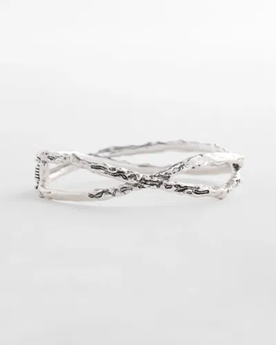 Chico's Silvertone Hinge Cuff Bracelet In Metallic