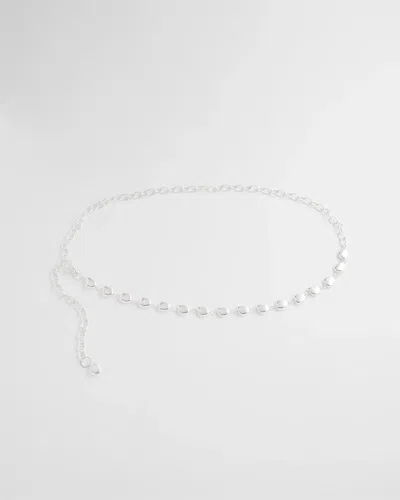 Chico's Silvertone Pebble Chain Belt In Metallic
