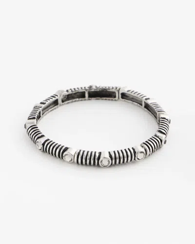Chico's Silvertone Stretch Bracelet In Metallic