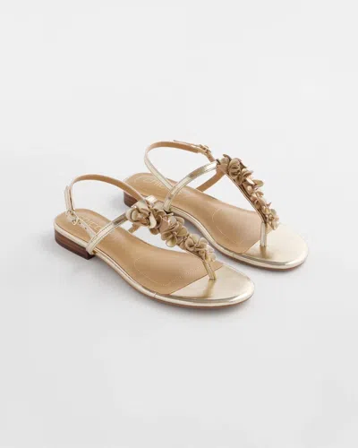 Chico's Sioux Flower T-strap Sandals In Gold