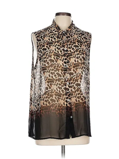 Pre-owned Chico's Sleeveless Button Down Shirt In Brown