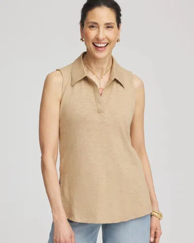 Chico's Sleeveless Collared Tunic In Brown
