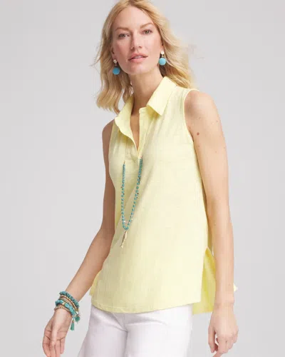 Chico's Sleeveless Collared Tunic In Yellow