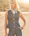 Chico's Sleeveless Denim Vest In Biscayne Indigo