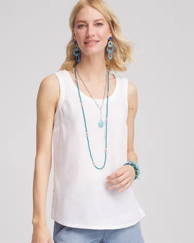 Chico's Sleeveless Linen Tank Top In White