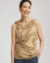 Chico's Sleeveless Ruffle-appliqu Tank Top In Brown