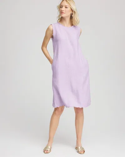 Chico's Sleeveless Scalloped Trim Dress In Purple
