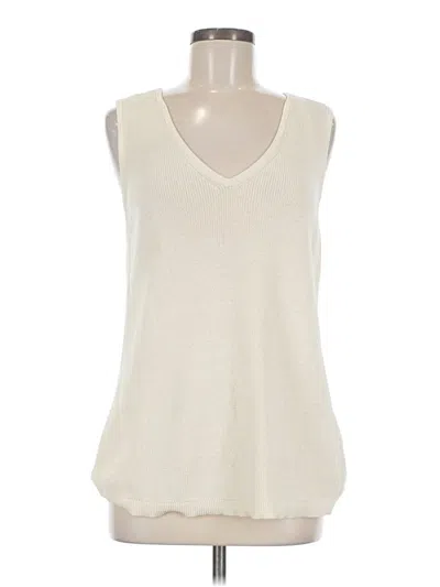 Pre-owned Chico's Sleeveless Top Ivory V Neck Tops In White